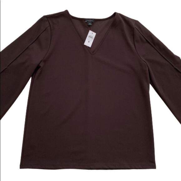 Ann Taylor Factory Top Tunic Brown V-Neck Tulip 3/4 Sleeve Top Size Medium NEW - Picture 5 of 11